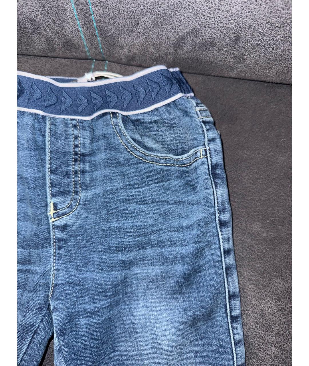 EMPORIO ARMANI Синие хлопковые детские джинсы, фото 4