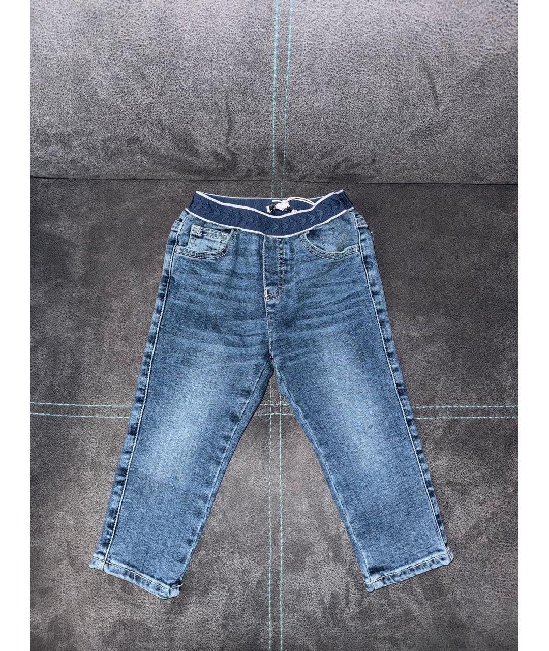 EMPORIO ARMANI Синие хлопковые детские джинсы, фото 2