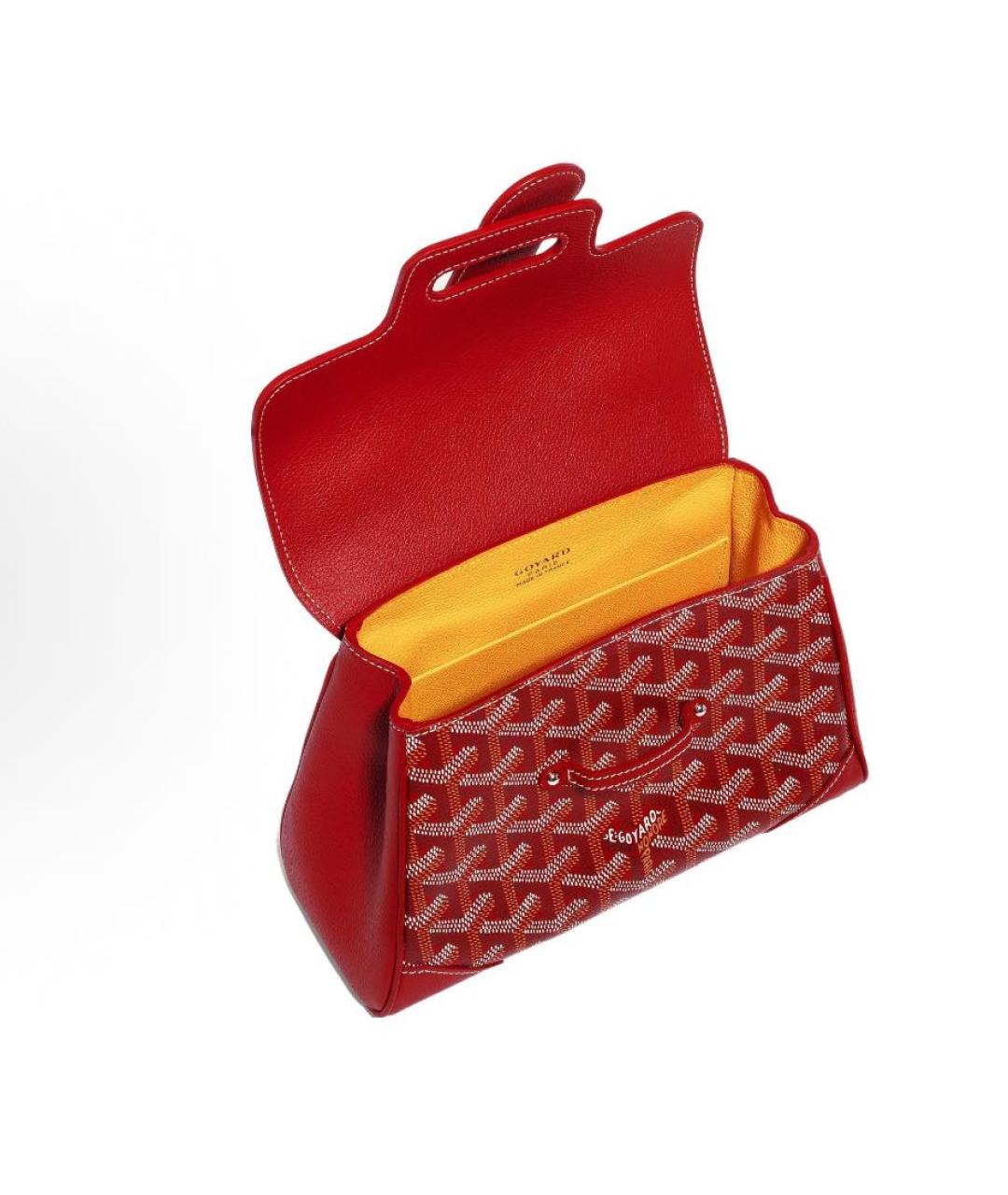 GOYARD Красная кожаная сумка с короткими ручками, фото 4