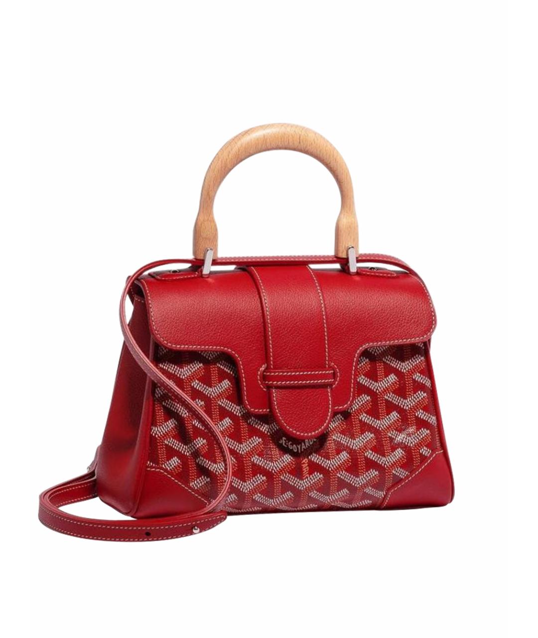 GOYARD Красная кожаная сумка с короткими ручками, фото 1