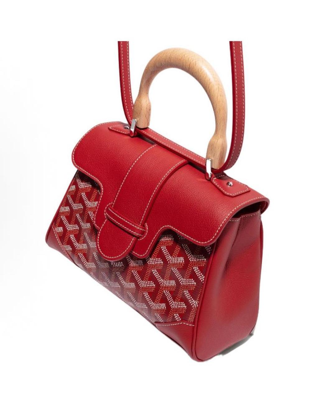 GOYARD Красная кожаная сумка с короткими ручками, фото 5