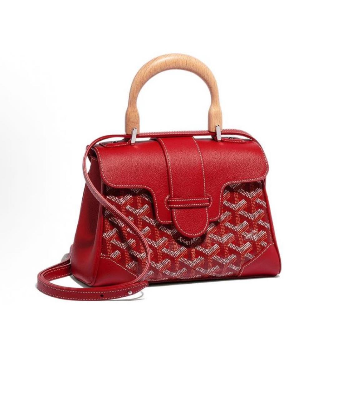 GOYARD Красная кожаная сумка с короткими ручками, фото 6