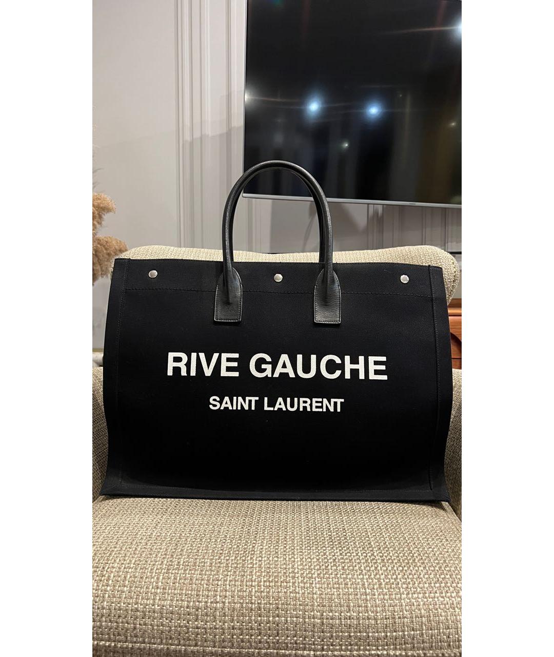 SAINT LAURENT Черная тканевая сумка тоут, фото 8