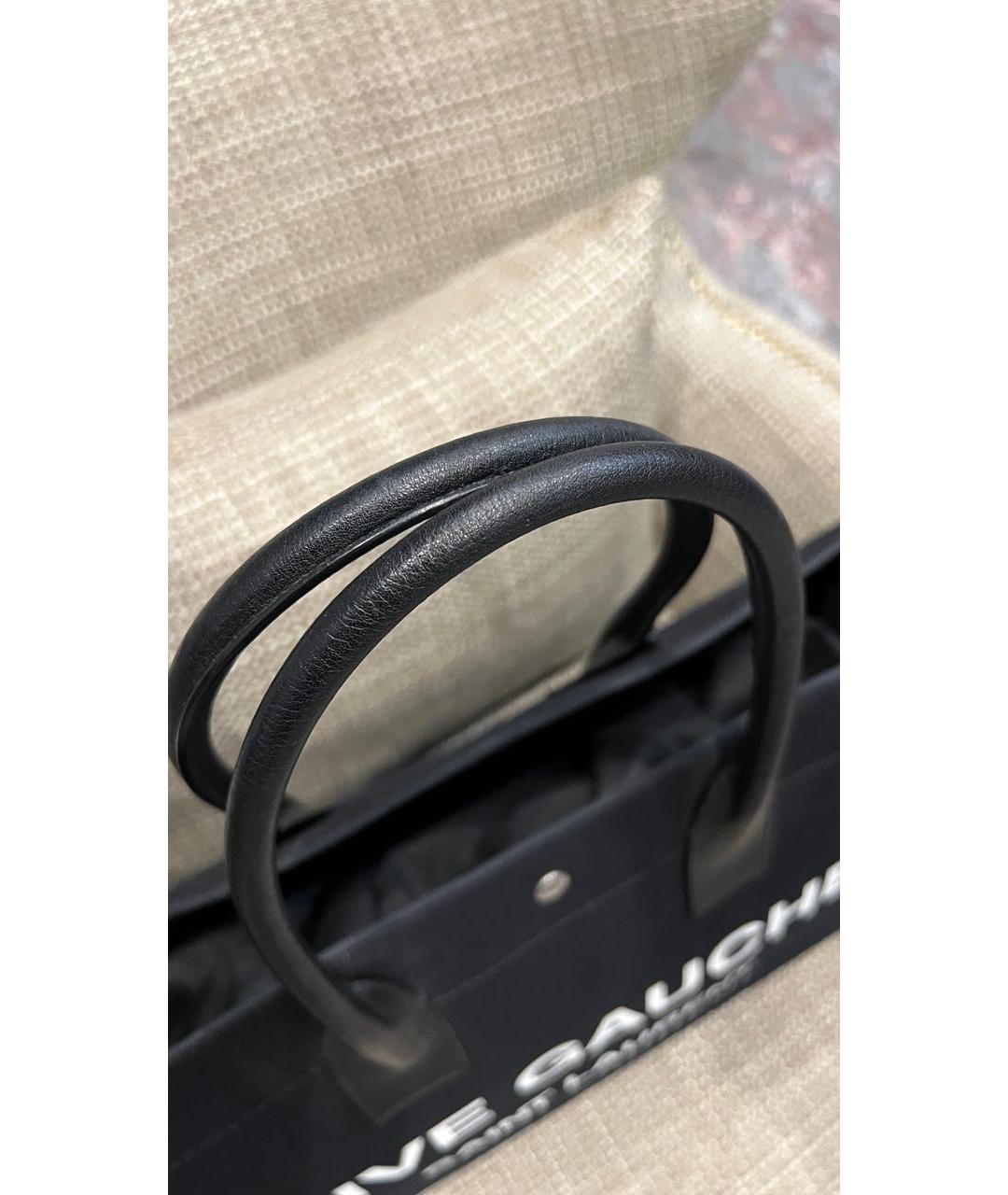 SAINT LAURENT Черная тканевая сумка тоут, фото 5