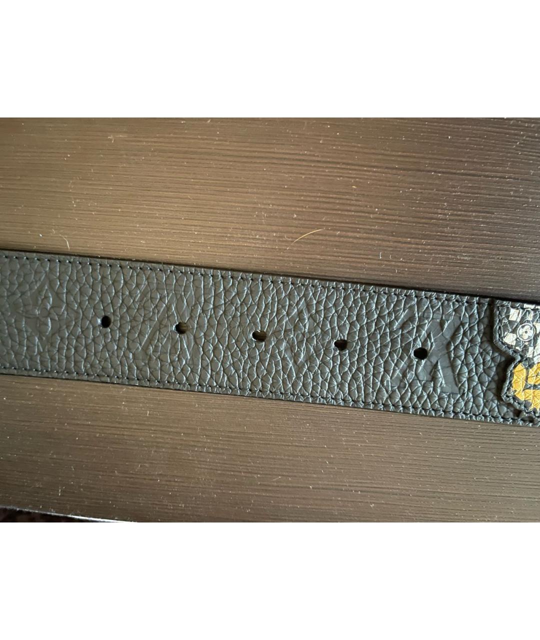 LOUIS VUITTON Черный кожаный ремень, фото 3