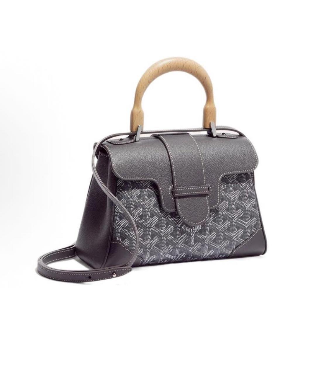 GOYARD Серая кожаная сумка с короткими ручками, фото 6