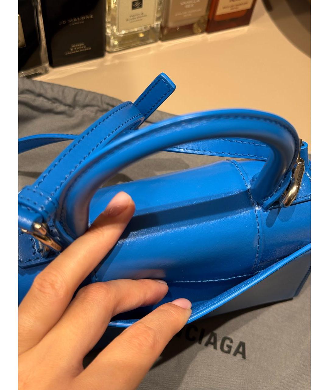 BALENCIAGA Синяя кожаная сумка с короткими ручками, фото 8