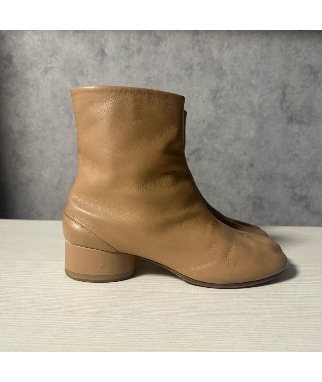 MAISON MARGIELA Бежевые кожаные ботильоны, фото 8