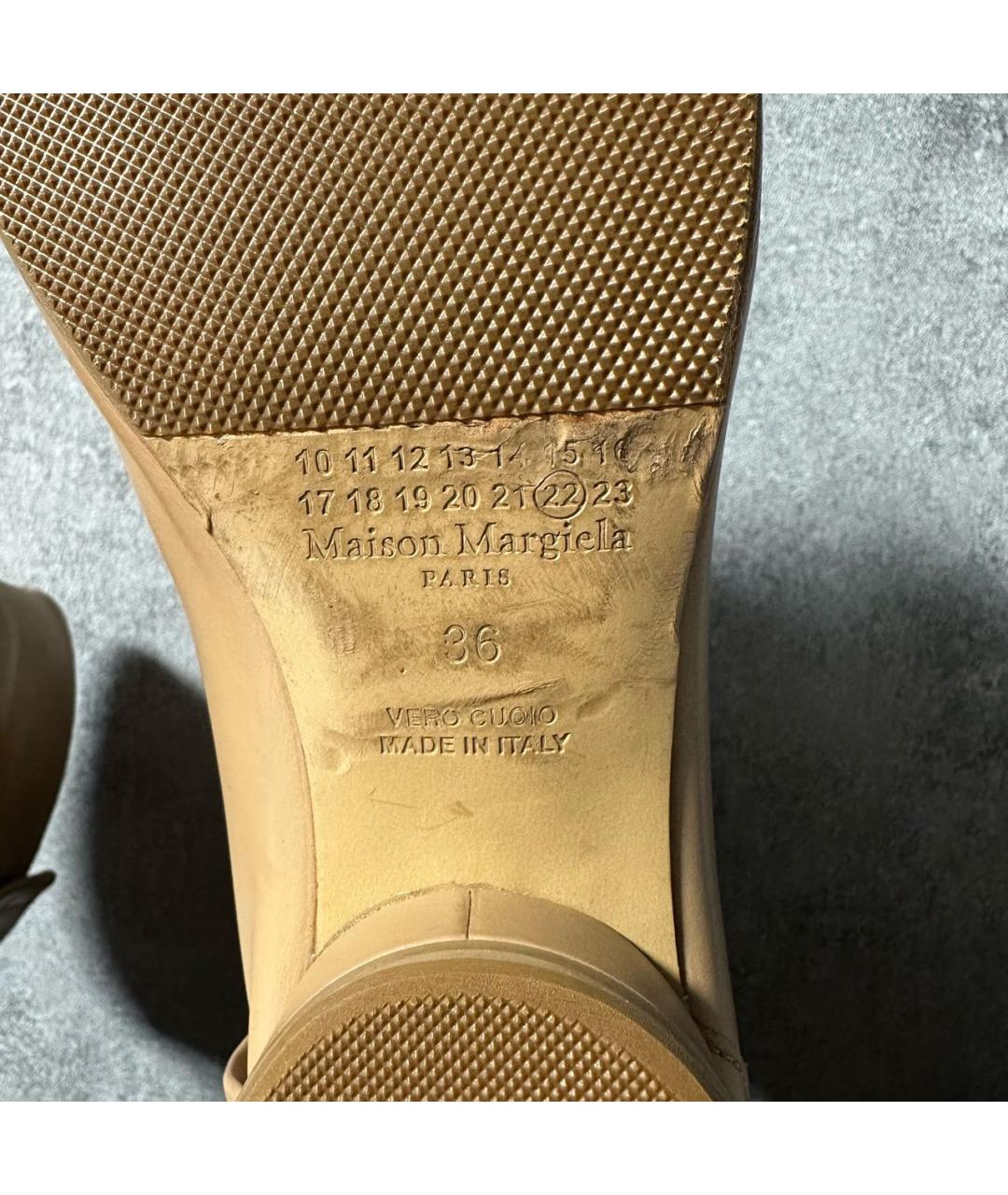 MAISON MARGIELA Бежевые кожаные ботильоны, фото 7