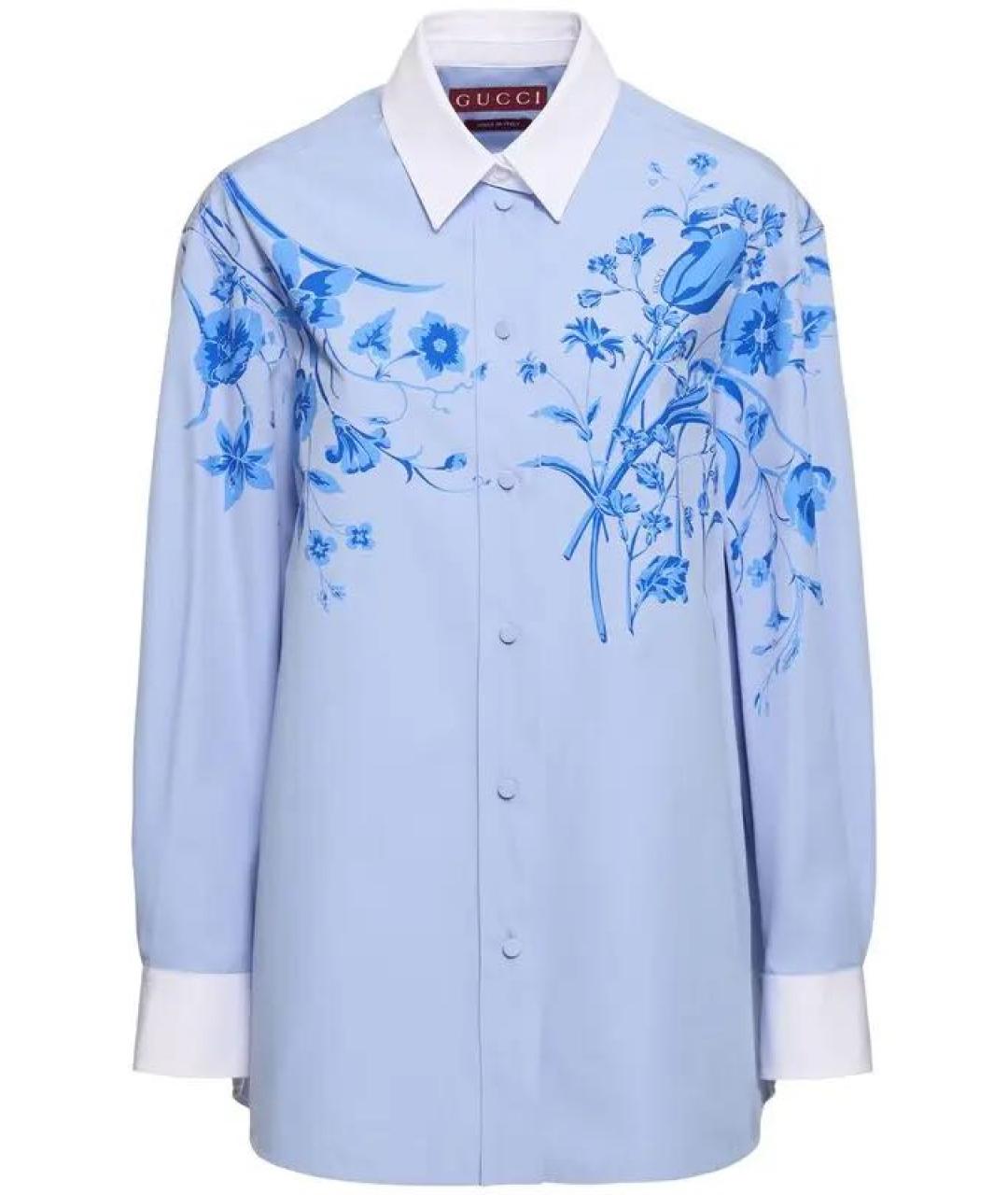 GUCCI Голубая хлопковая блузы, фото 5