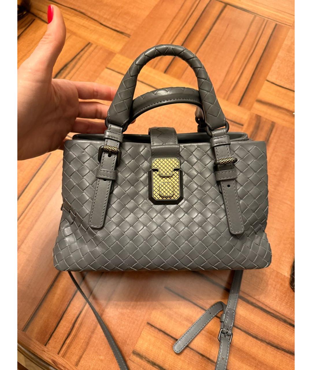 BOTTEGA VENETA Серая кожаная сумка через плечо, фото 9
