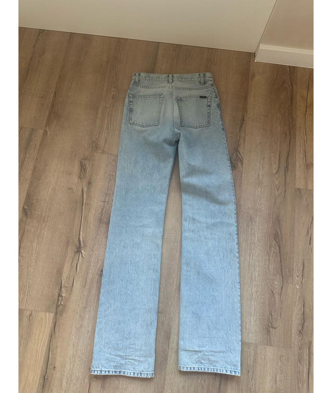 SAINT LAURENT Голубые хлопковые джинсы клеш, фото 2