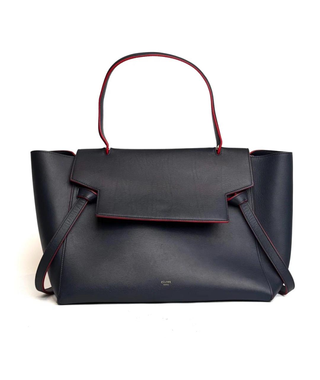CELINE Темно-синяя кожаная сумка с короткими ручками, фото 8
