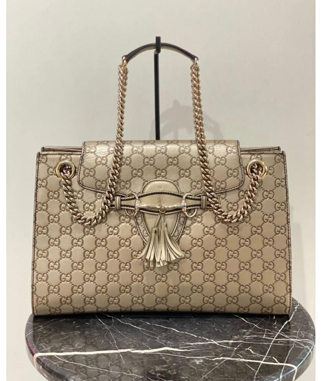 GUCCI Бежевая кожаная сумка через плечо, фото 5