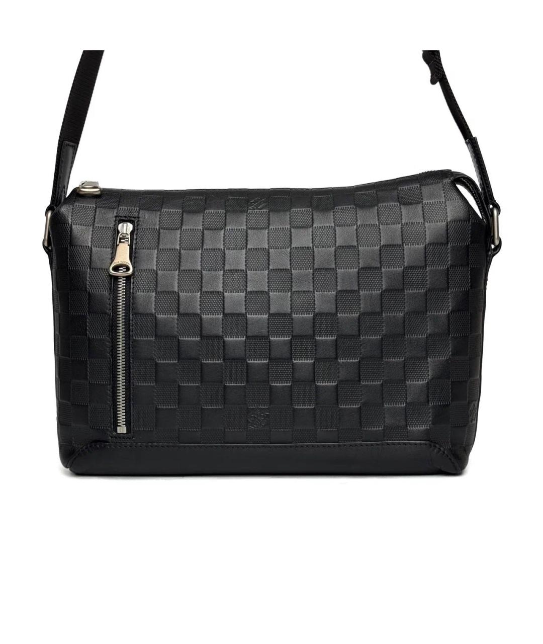 LOUIS VUITTON Черная кожаная сумка на плечо, фото 3