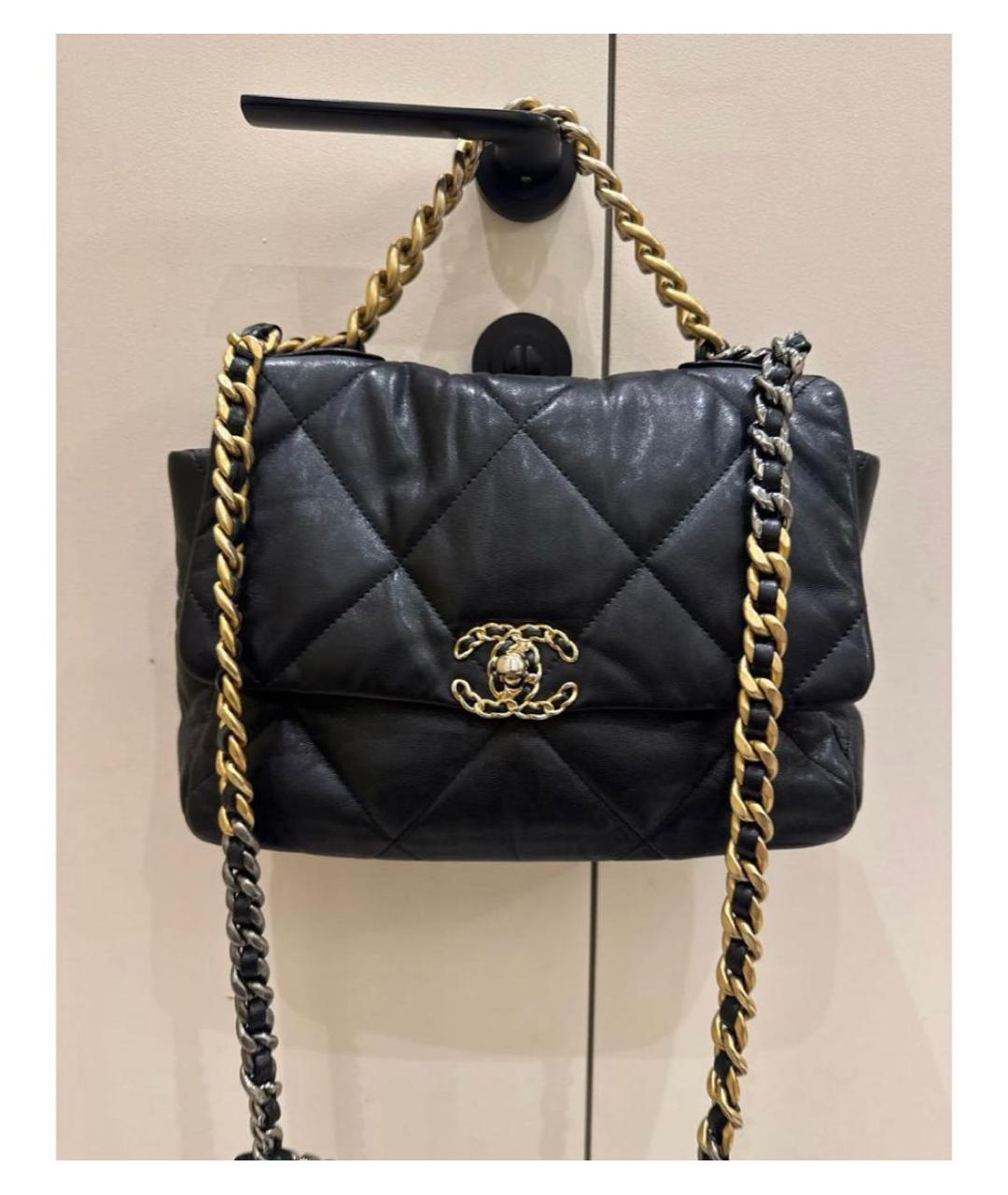 CHANEL Черная кожаная сумка с короткими ручками, фото 7