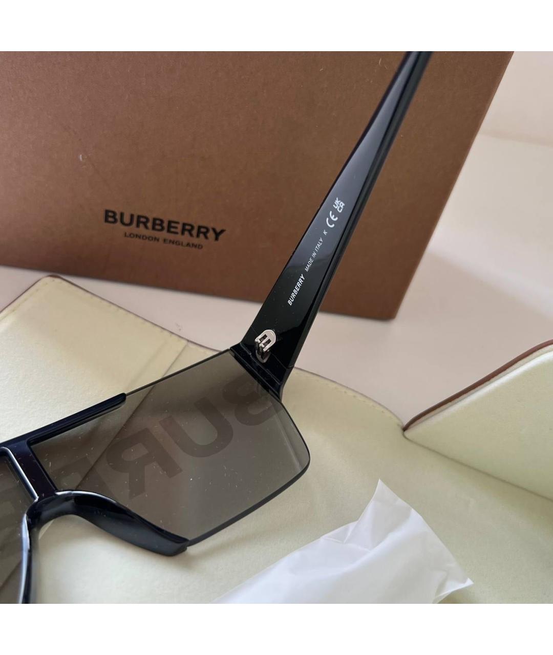 BURBERRY Черные пластиковые солнцезащитные очки, фото 5