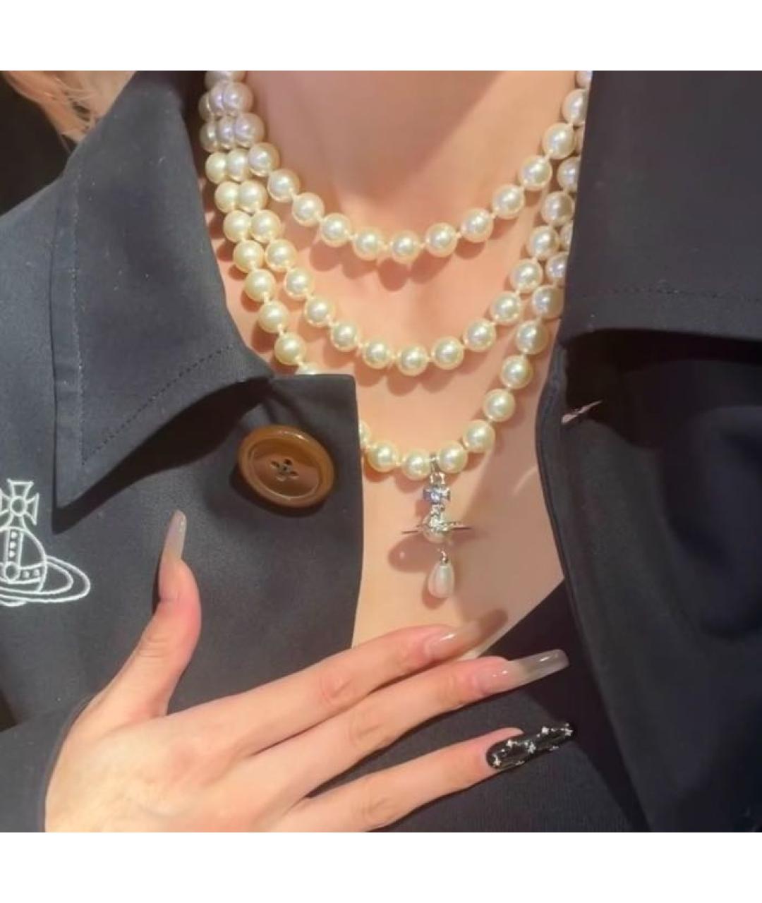VIVIENNE WESTWOOD Бежевое латунное колье, фото 3