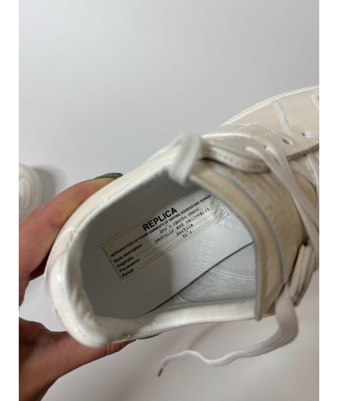 MAISON MARGIELA Белые кеды из лакированной кожи, фото 5