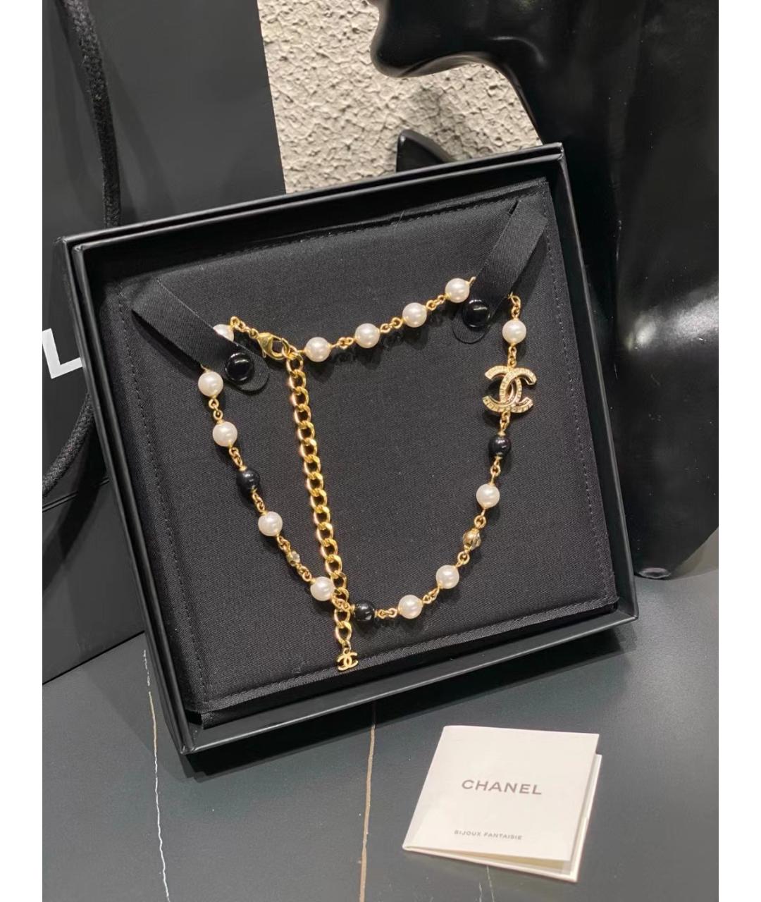 CHANEL Белое колье из бисера, фото 3