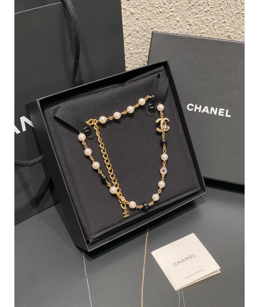 CHANEL Белое колье из бисера, фото 6