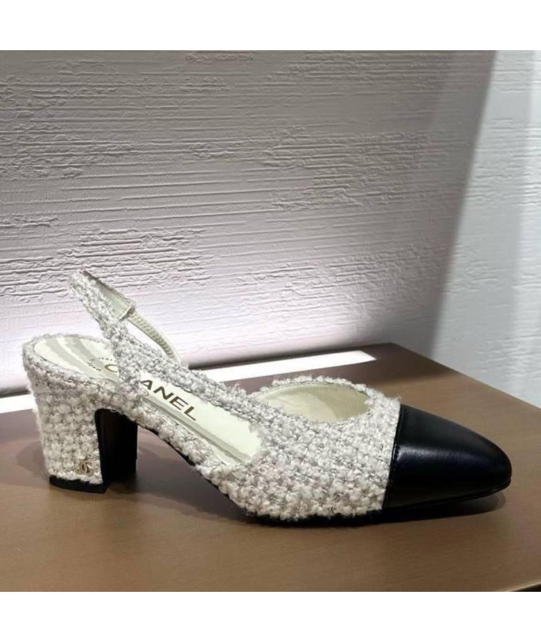 CHANEL Белые текстильные мюли, фото 3