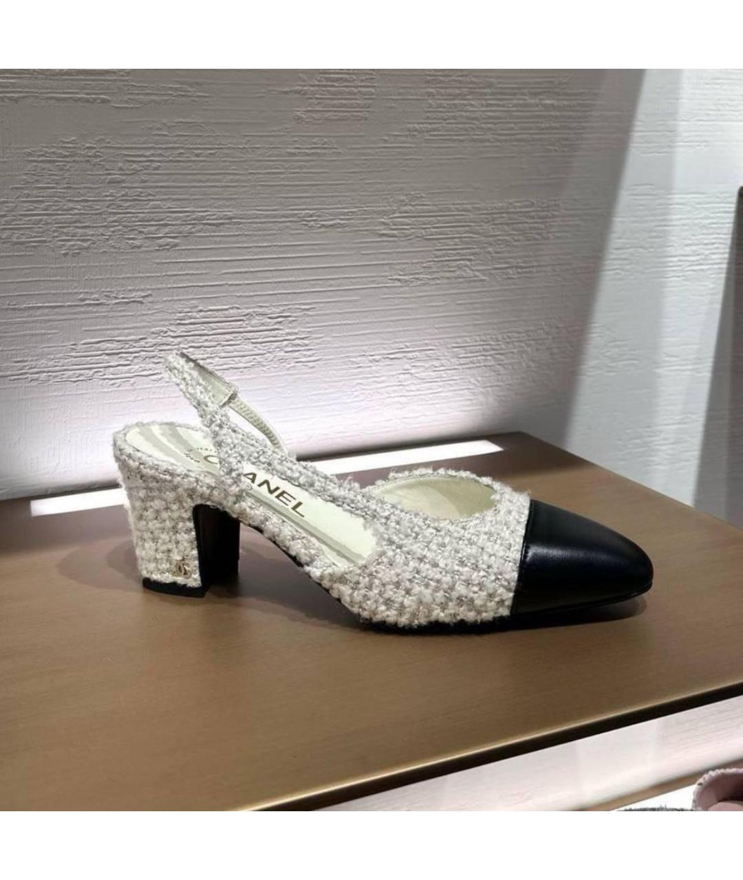 CHANEL Белые текстильные мюли, фото 2