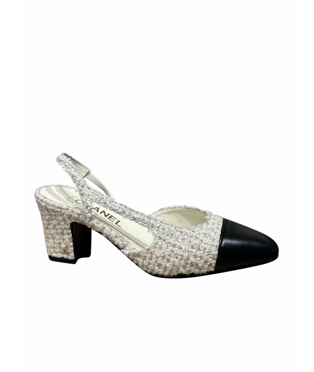 CHANEL Белые текстильные мюли, фото 1