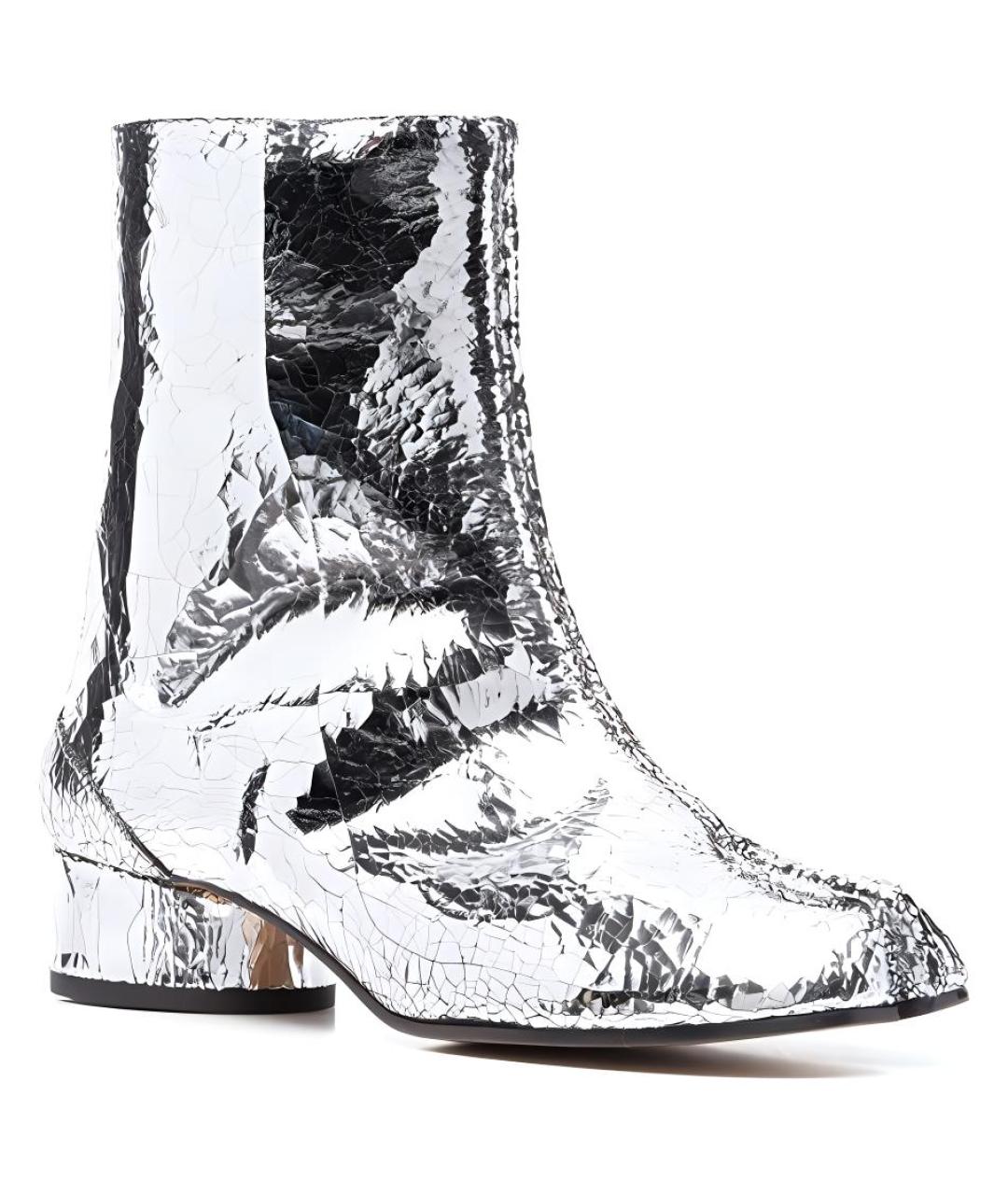 MAISON MARGIELA Серебряные кожаные ботильоны, фото 3