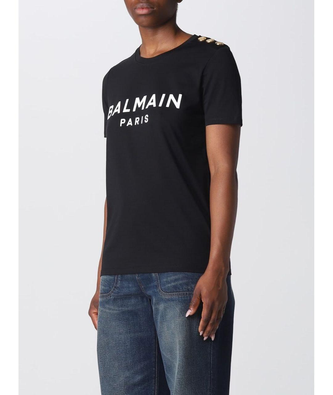 BALMAIN Черная хлопковая футболка, фото 3
