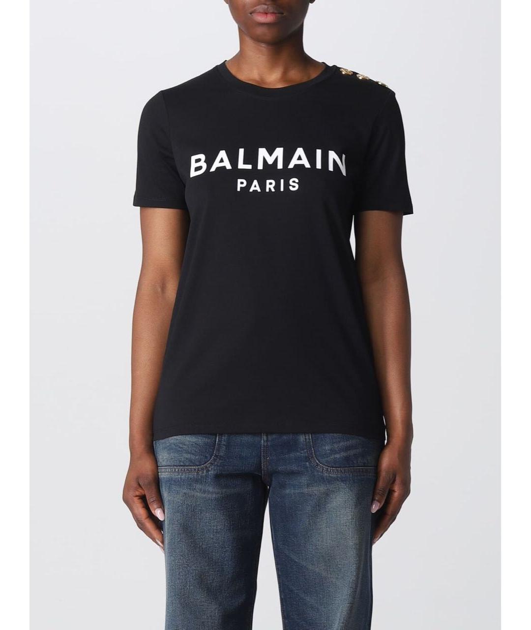 BALMAIN Черная хлопковая футболка, фото 2