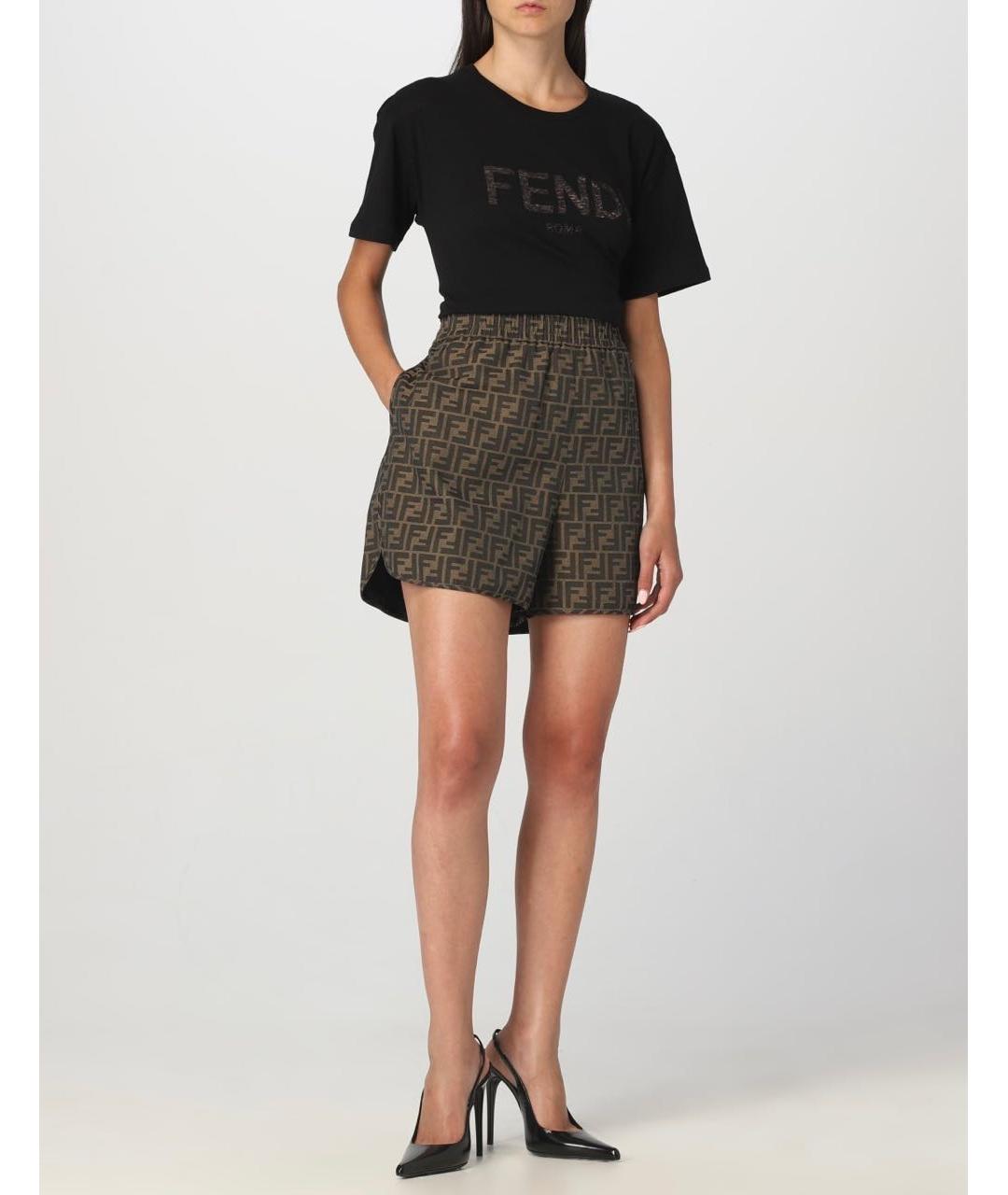 FENDI Черная хлопковая футболка, фото 3