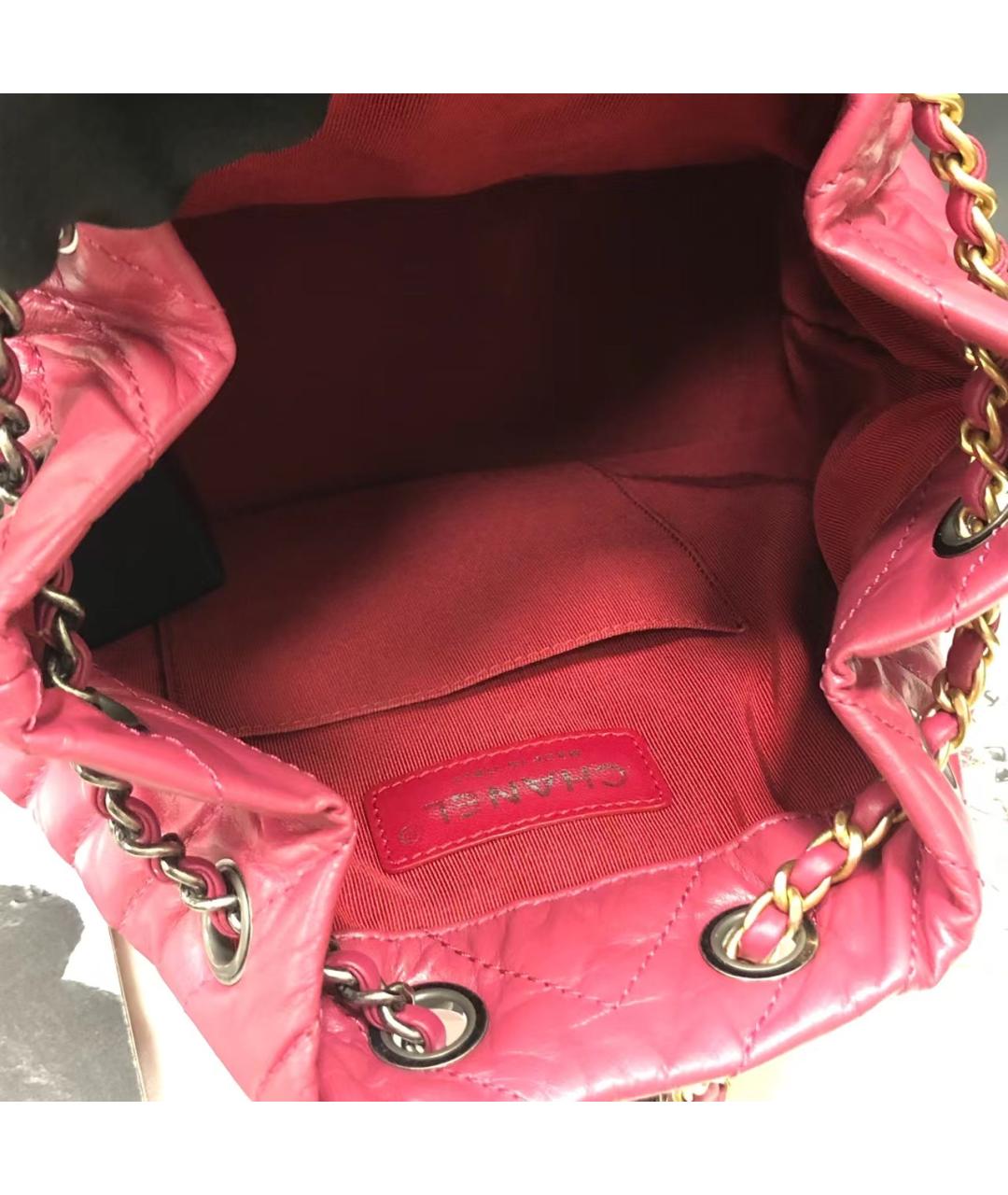 CHANEL Розовый кожаный рюкзак, фото 6