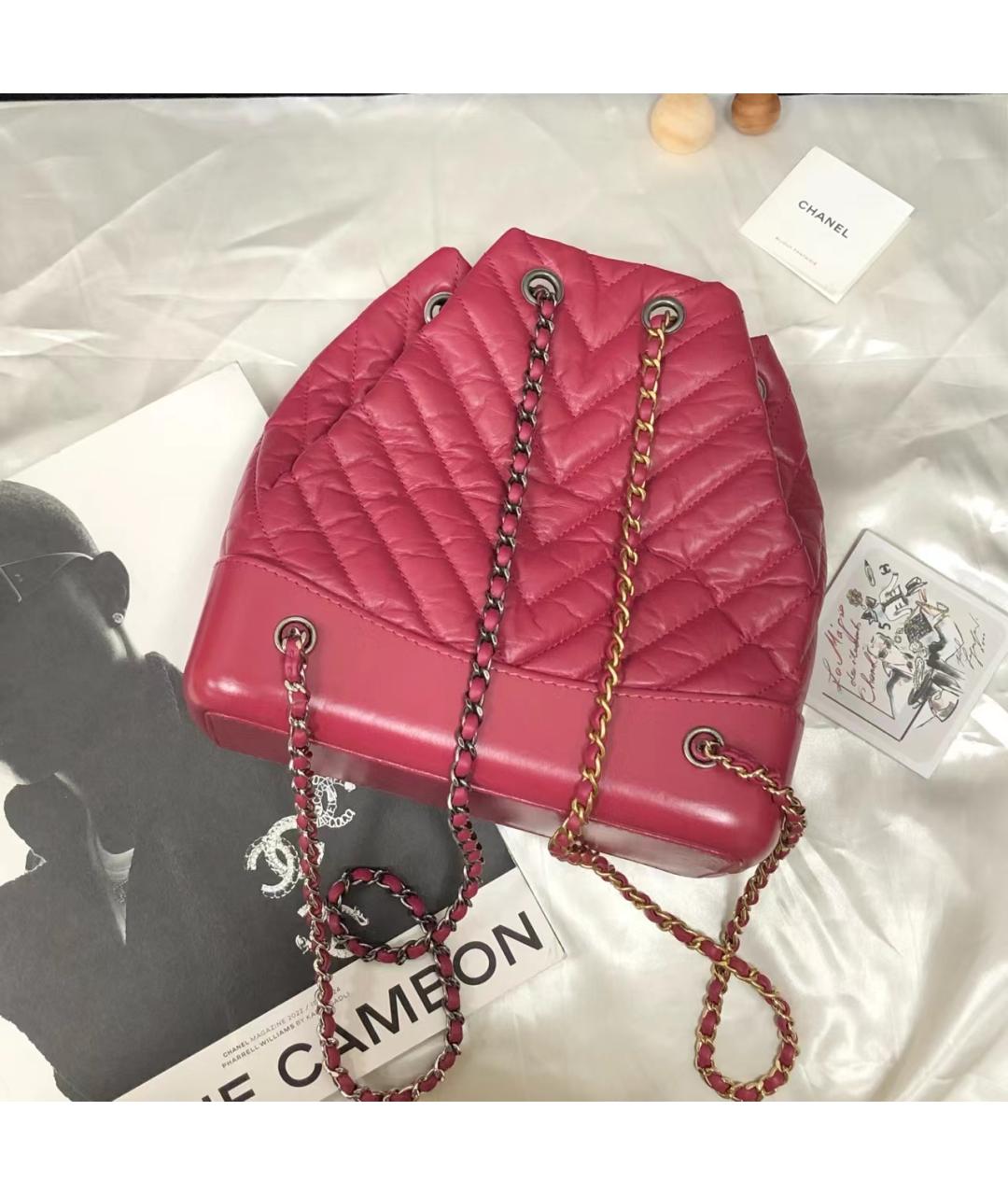 CHANEL Розовый кожаный рюкзак, фото 3