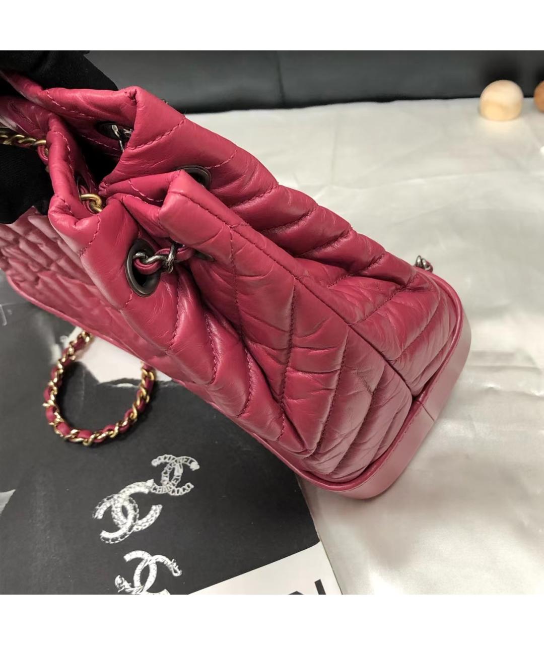 CHANEL Розовый кожаный рюкзак, фото 5