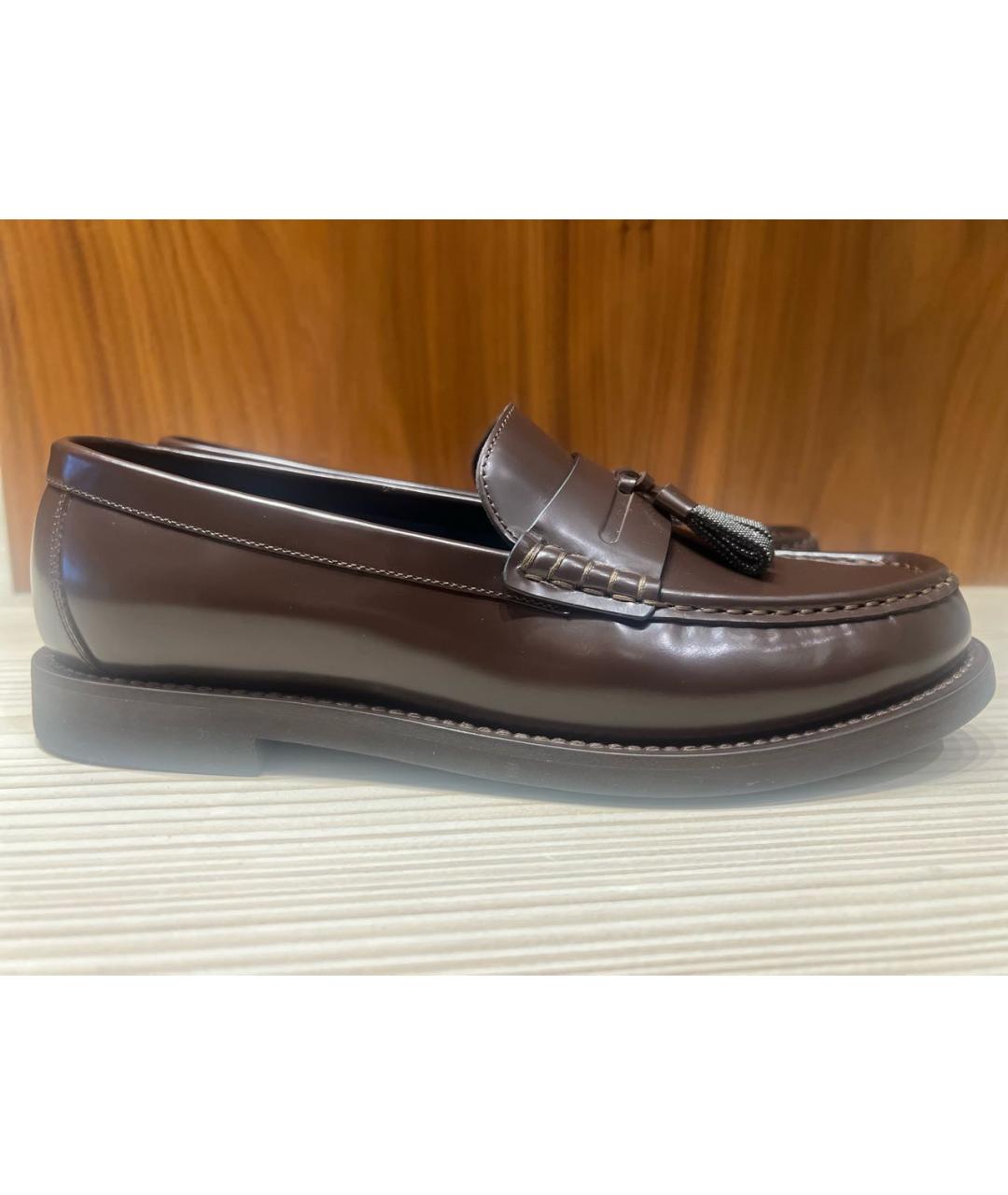BRUNELLO CUCINELLI Коричневые кожаные лоферы, фото 4