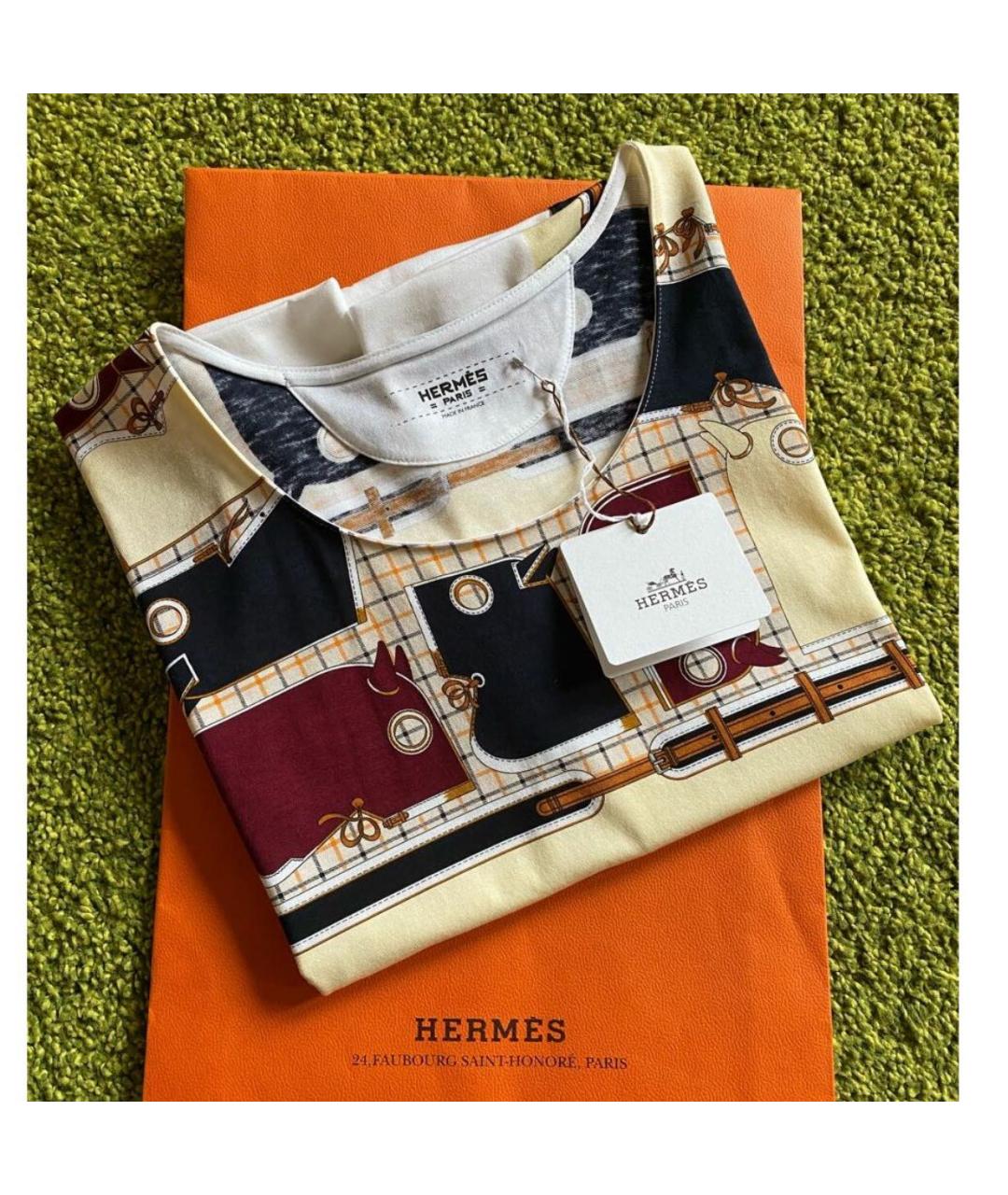 HERMES Мульти хлопковая футболка, фото 2