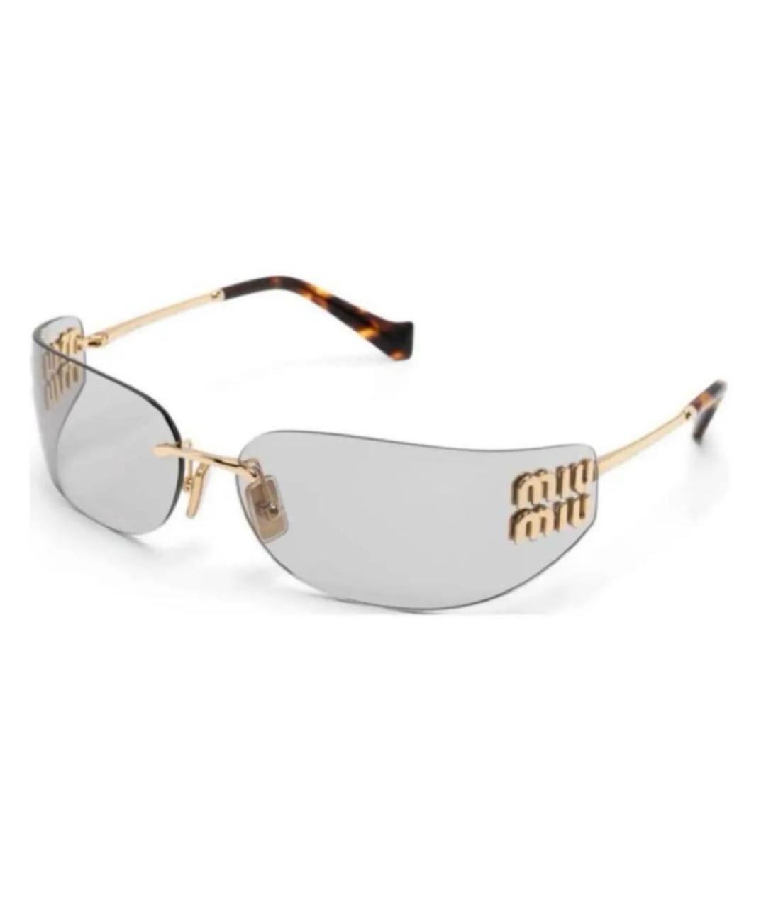 MIU MIU Золотые металлические солнцезащитные очки, фото 1