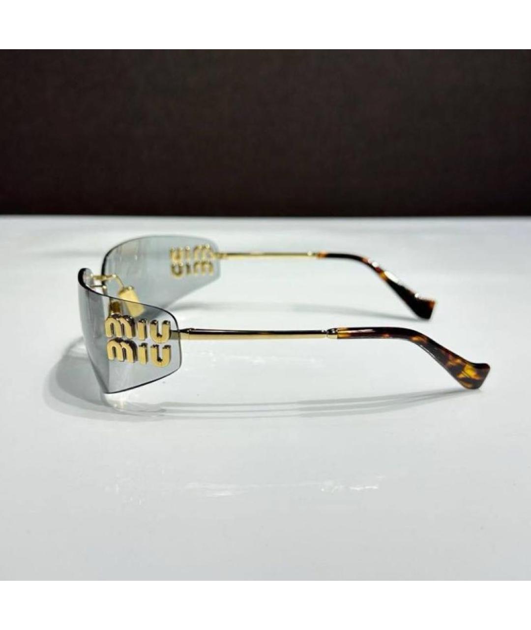 MIU MIU Золотые металлические солнцезащитные очки, фото 4