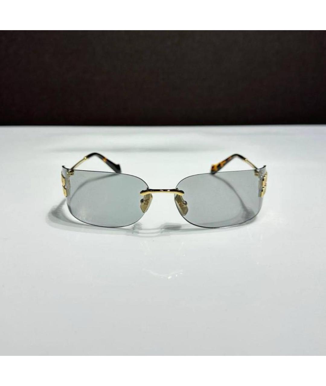 MIU MIU Золотые металлические солнцезащитные очки, фото 2