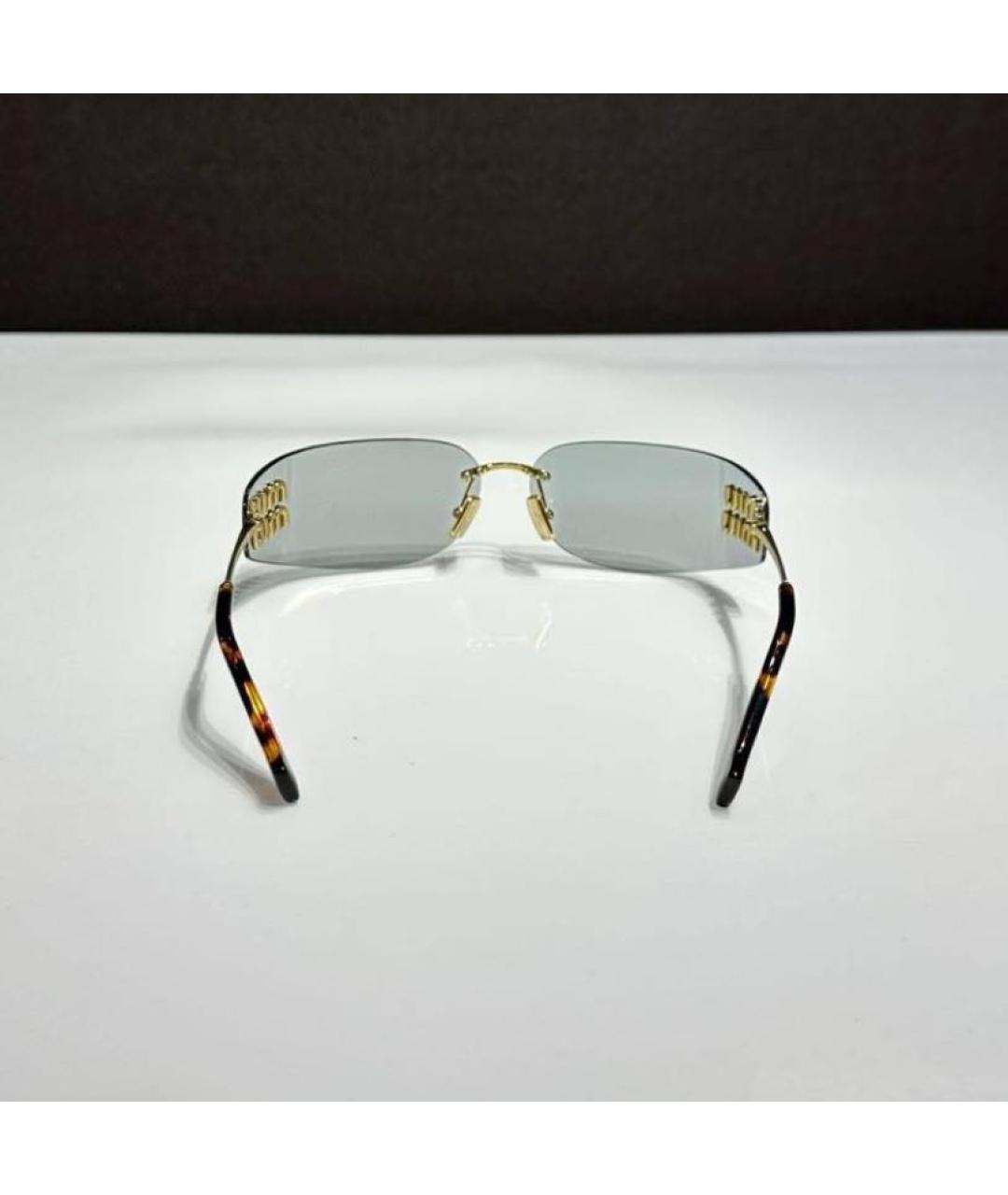 MIU MIU Золотые металлические солнцезащитные очки, фото 3