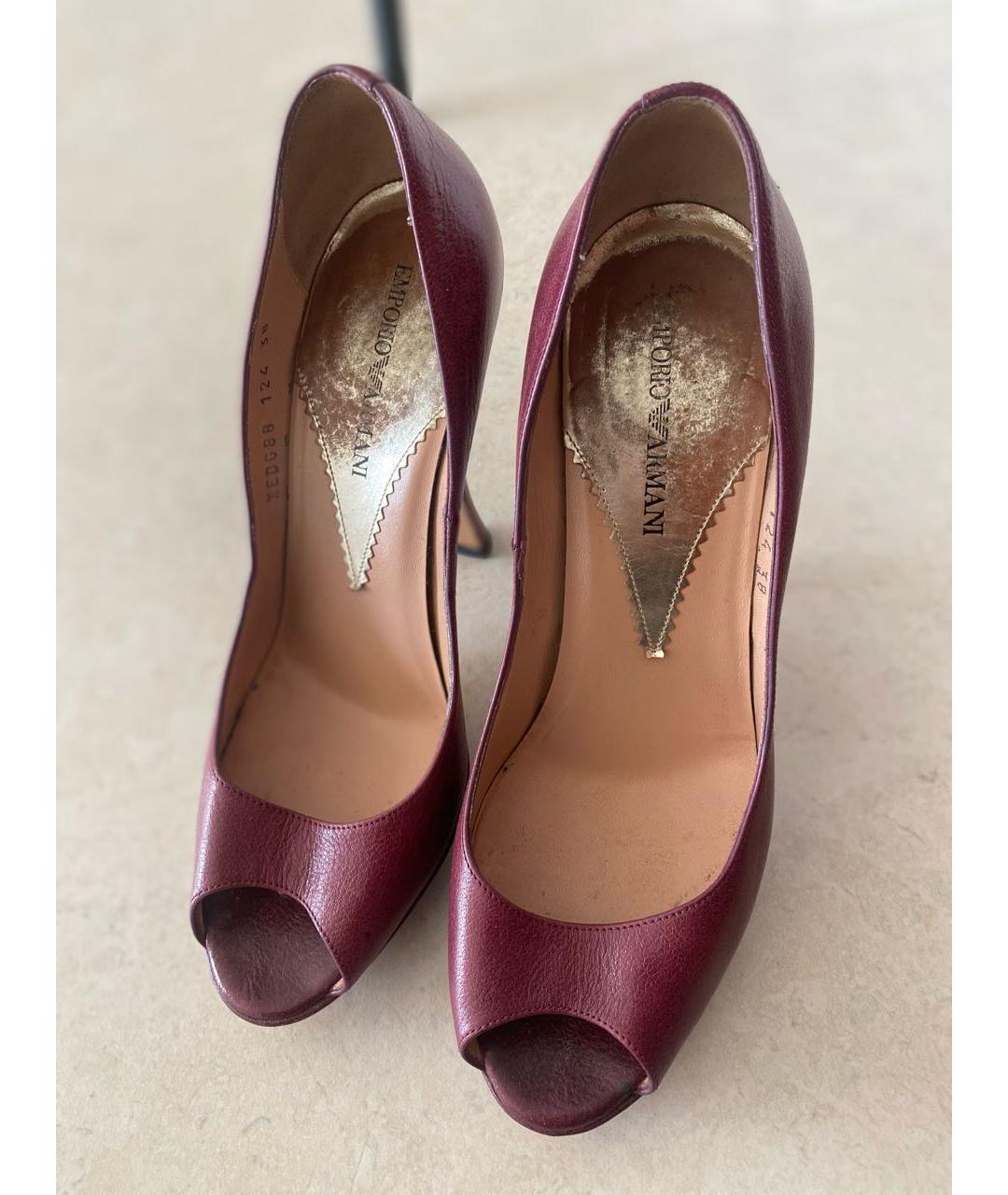 EMPORIO ARMANI Бордовые кожаные туфли, фото 2