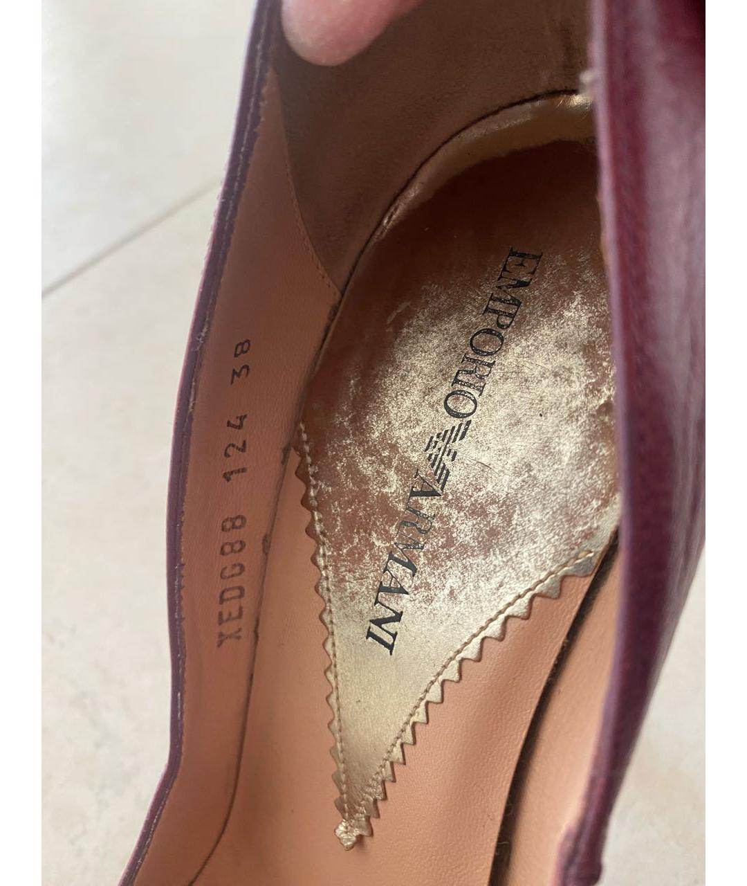 EMPORIO ARMANI Бордовые кожаные туфли, фото 6