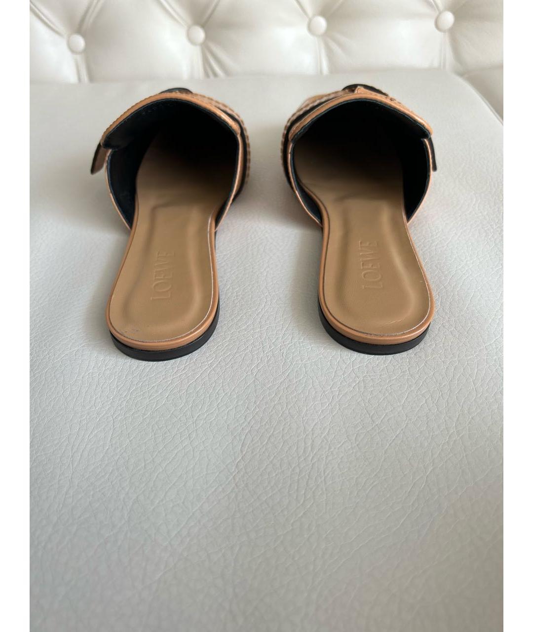 LOEWE Горчичные кожаные мюли, фото 4