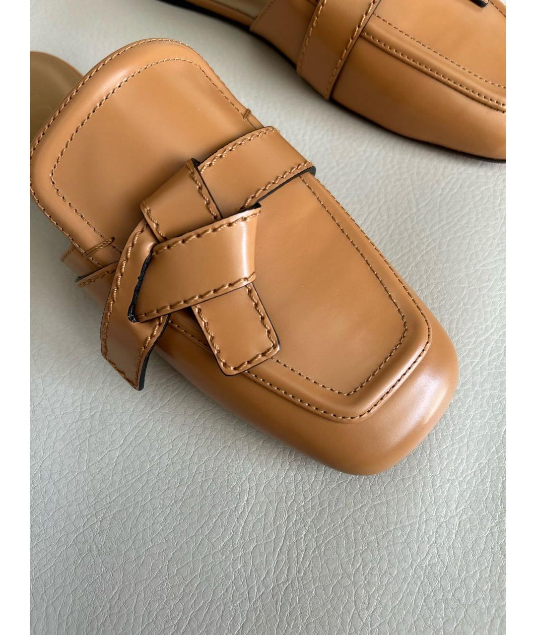 LOEWE Горчичные кожаные мюли, фото 7