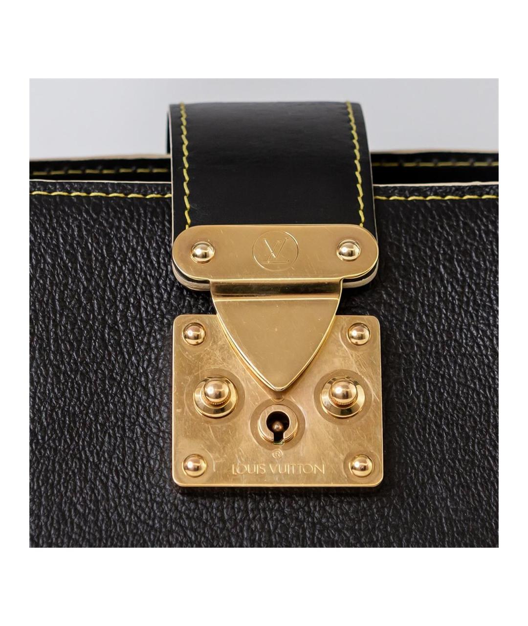 LOUIS VUITTON Черная кожаная сумка с короткими ручками, фото 2
