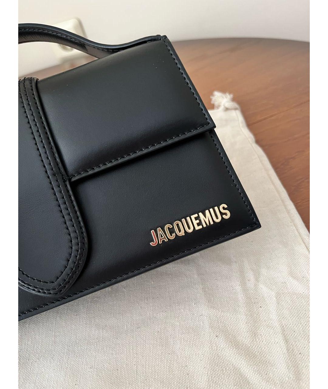 JACQUEMUS Черная кожаная сумка через плечо, фото 3
