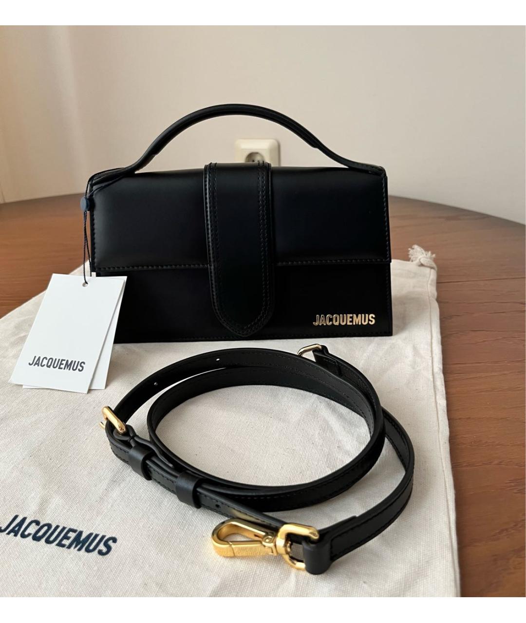 JACQUEMUS Черная кожаная сумка через плечо, фото 2
