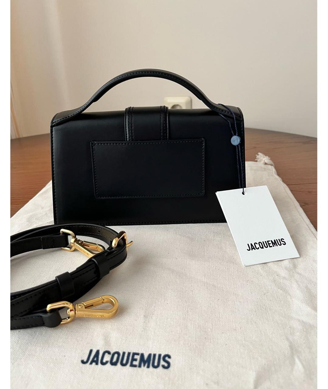 JACQUEMUS Черная кожаная сумка через плечо, фото 4
