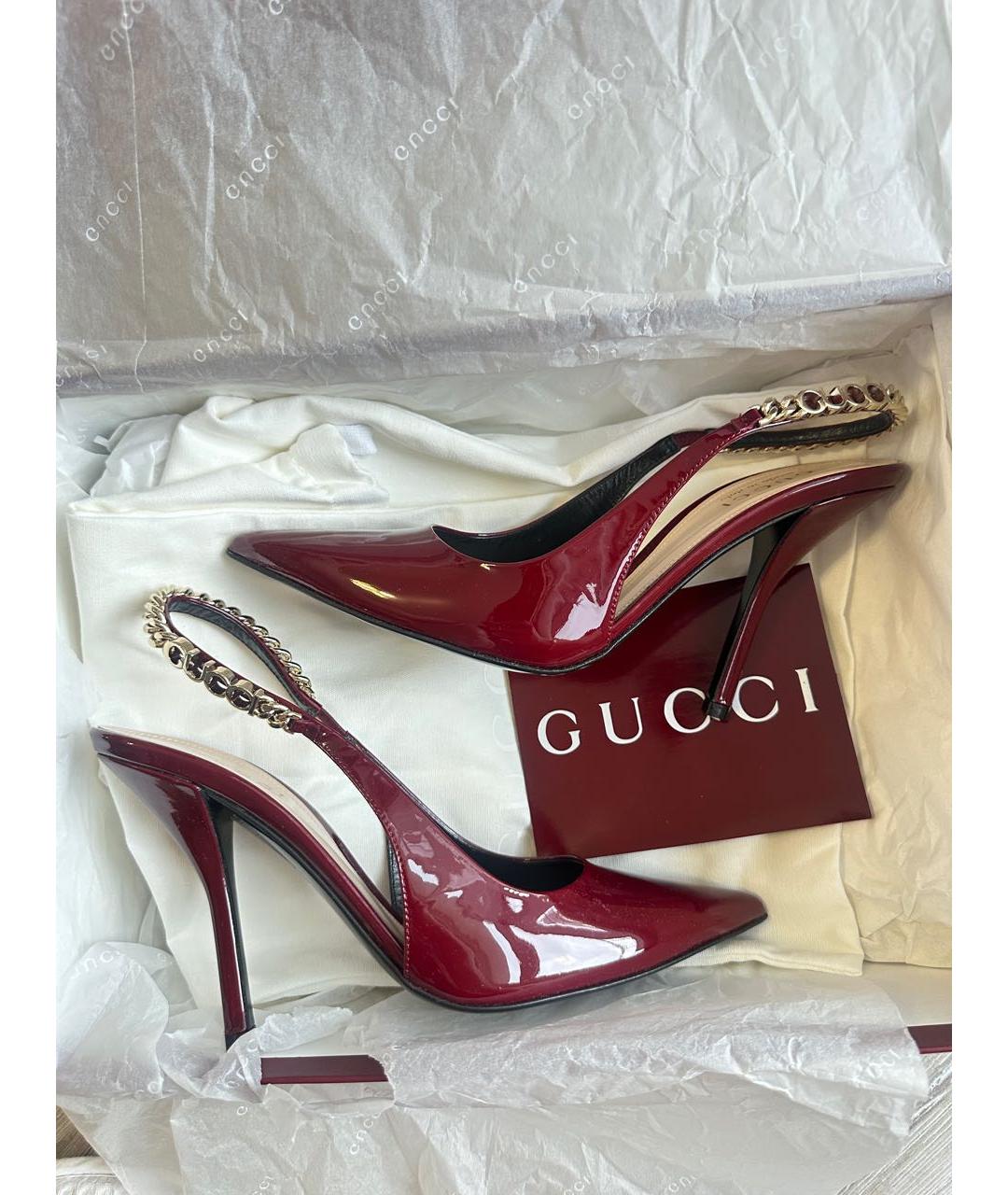 GUCCI Красные туфли из лакированной кожи, фото 4